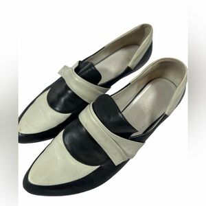 NYC Designer Glory Chen - Elegant Black and Cream Women's Loafers Leather